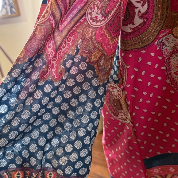 Reborn sheer pink and blue paisley print, bohemian-style tunic size XL - Picture 10 of 16